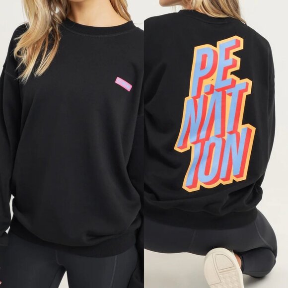 P.E Nation Daze Sweatshirt – Black Organic Cotton, Oversized Fit - Picture 1 of 9